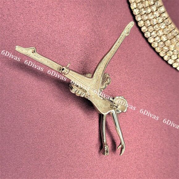𝅺DANCING Ballerina Silver Tone Brooch with Sparkling Crystals - Picture 9 of 14